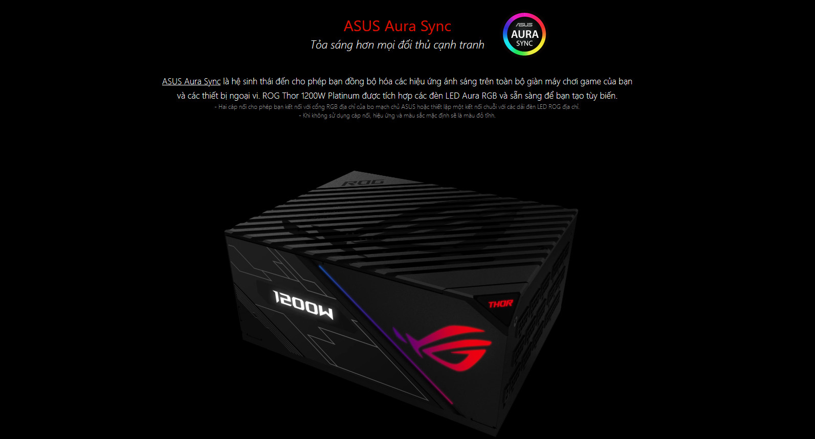 Nguồn Asus ROG Thor 1200W Platinum - RGB 1200W 80 Plus Platinum Full Modular Aura Sync